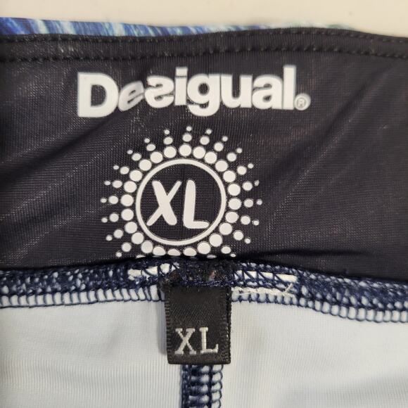 Desigual 3/4 Sport Leggings Capri Women's Size XL Workout Gym Mesh Colorful - Picture 3 of 11